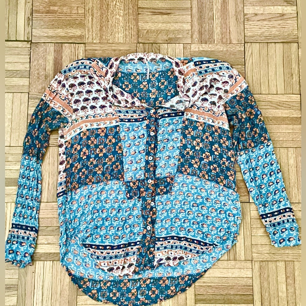 Free People Patchwork Button Down